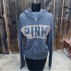 VS PINK Leopard zip-up hoodie